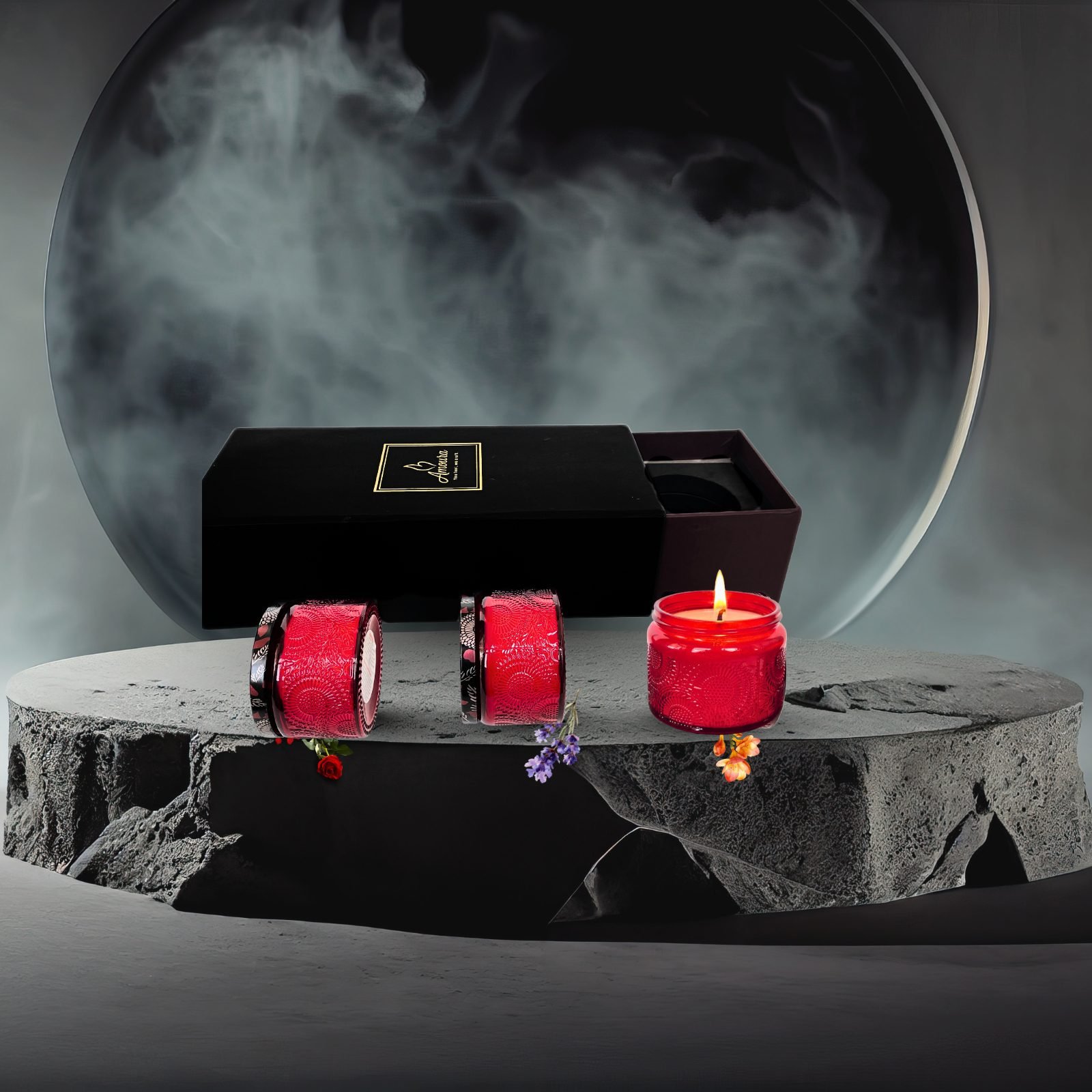 AMOURA ORIGINAL | Luxury Soy Wax Candle Trio – Natural Fragrance Oils (Set of 3)