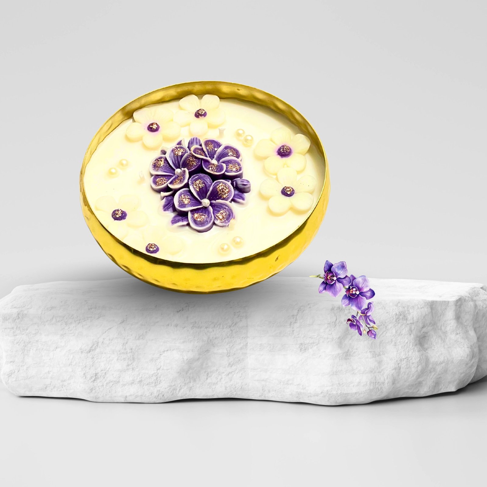 Orchid Glow Candle – Hammered Urli
