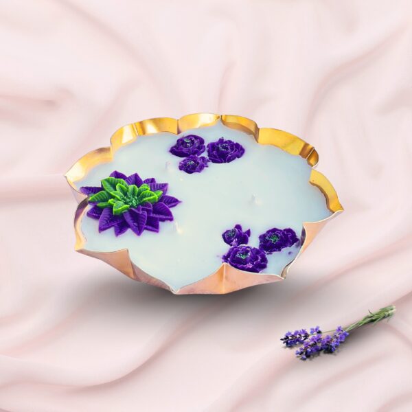 Lotus Metal Urli Candle – Lavender Bliss (3 Wick | Pure Soy Wax)
