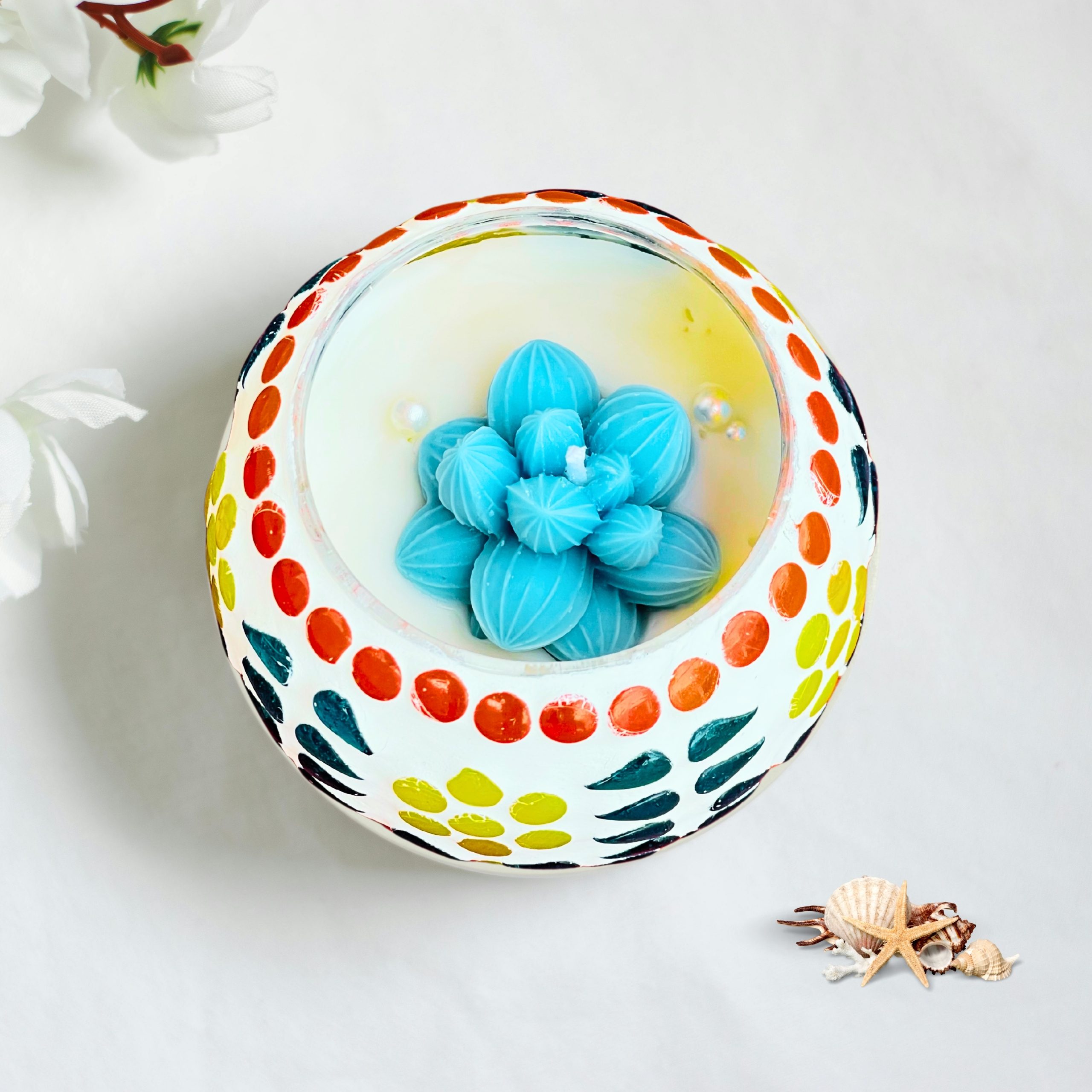 Mosaic Glow Candle – Oceanic Mist (Pure Soy Wax | Glass Bowl) - Image 2