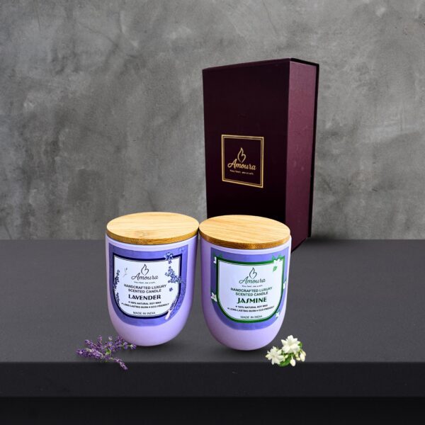 AMOURA ORIGINAL Luxe Imported Glass Candle Set (Pack of 2)