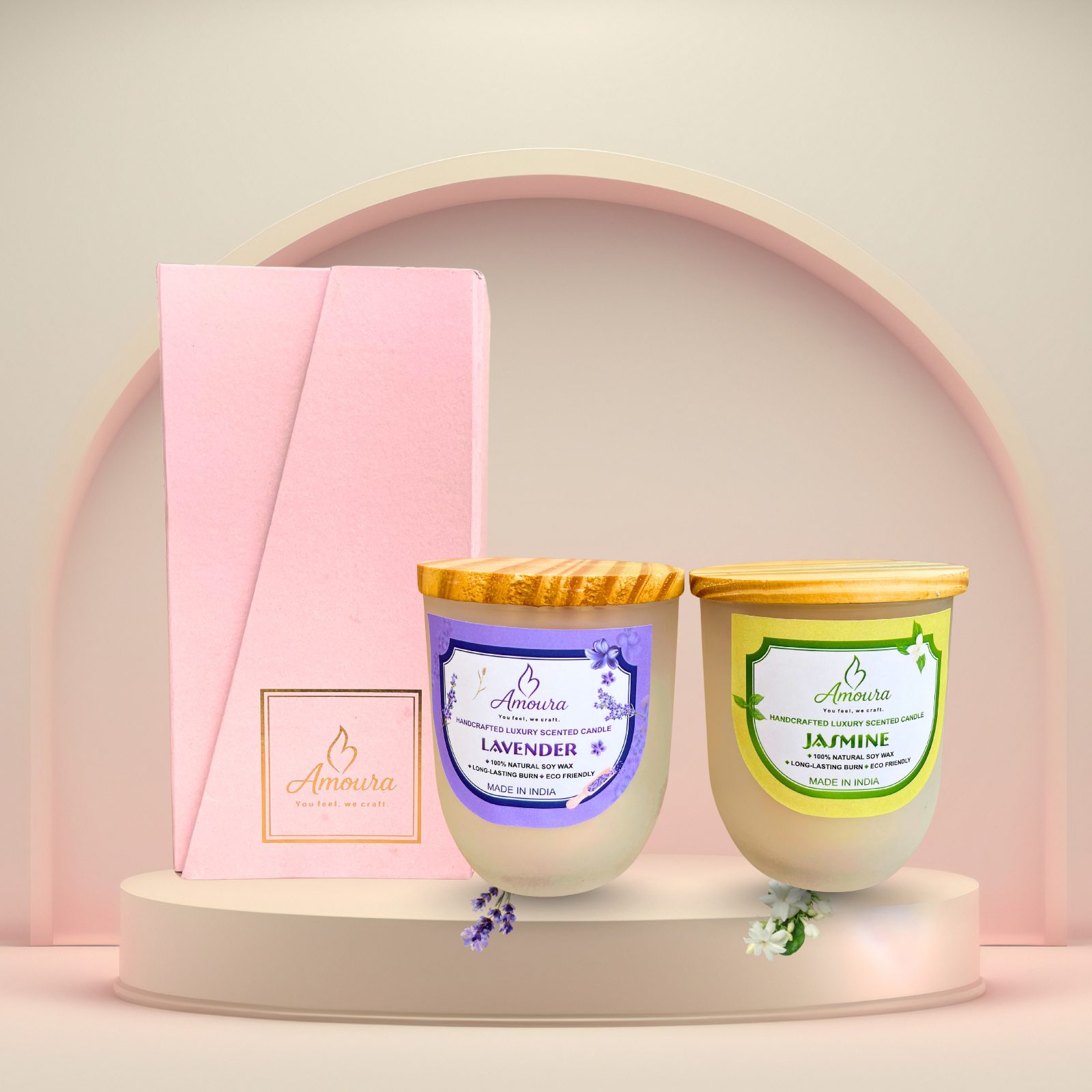 AMOURA ORIGINAL Luxe Frosted Aroma Duo – Natural Soy Wax Candles