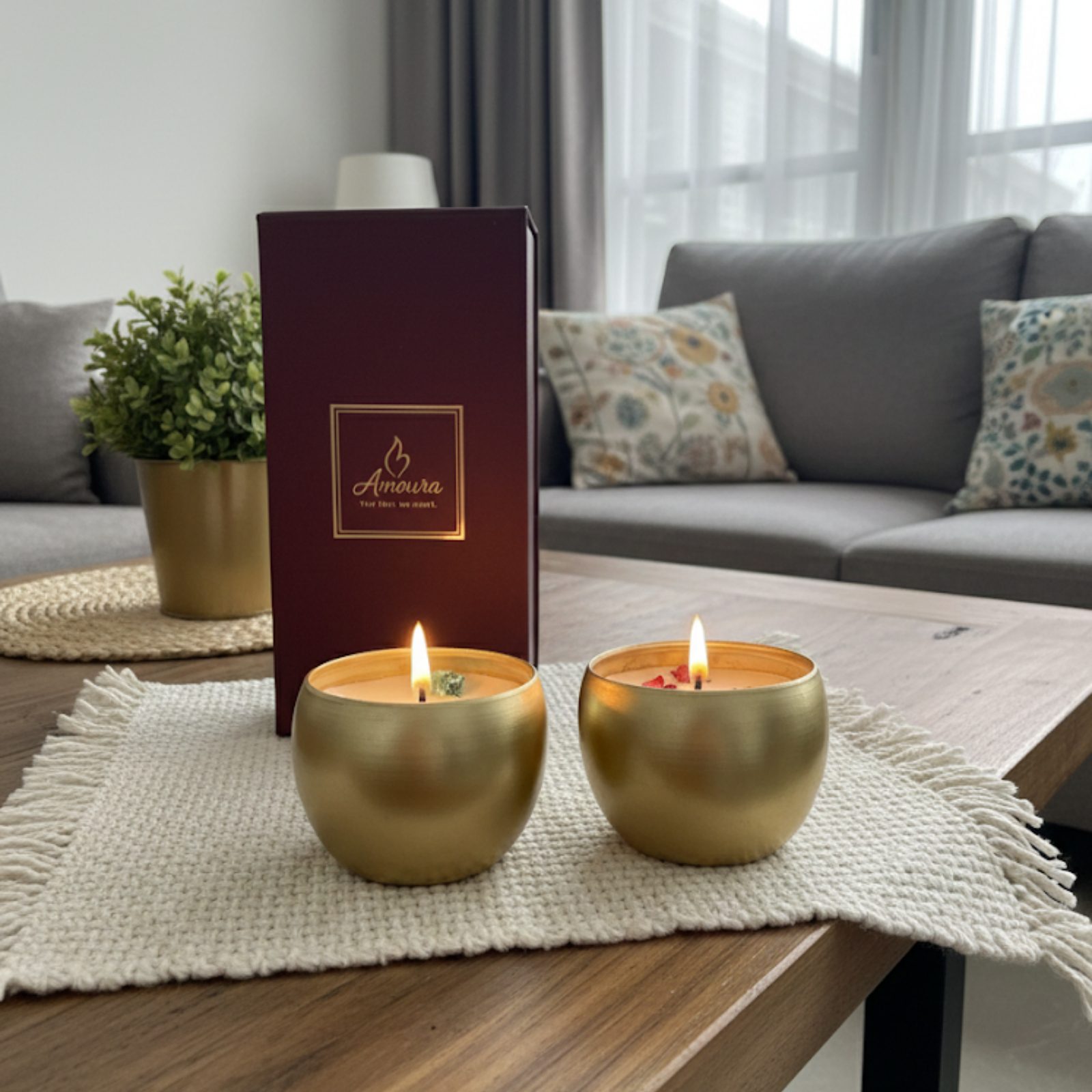 AMOURA ORIGINAL Royal Aroma Metal Votive Duo – Rose & Lavender - Image 4