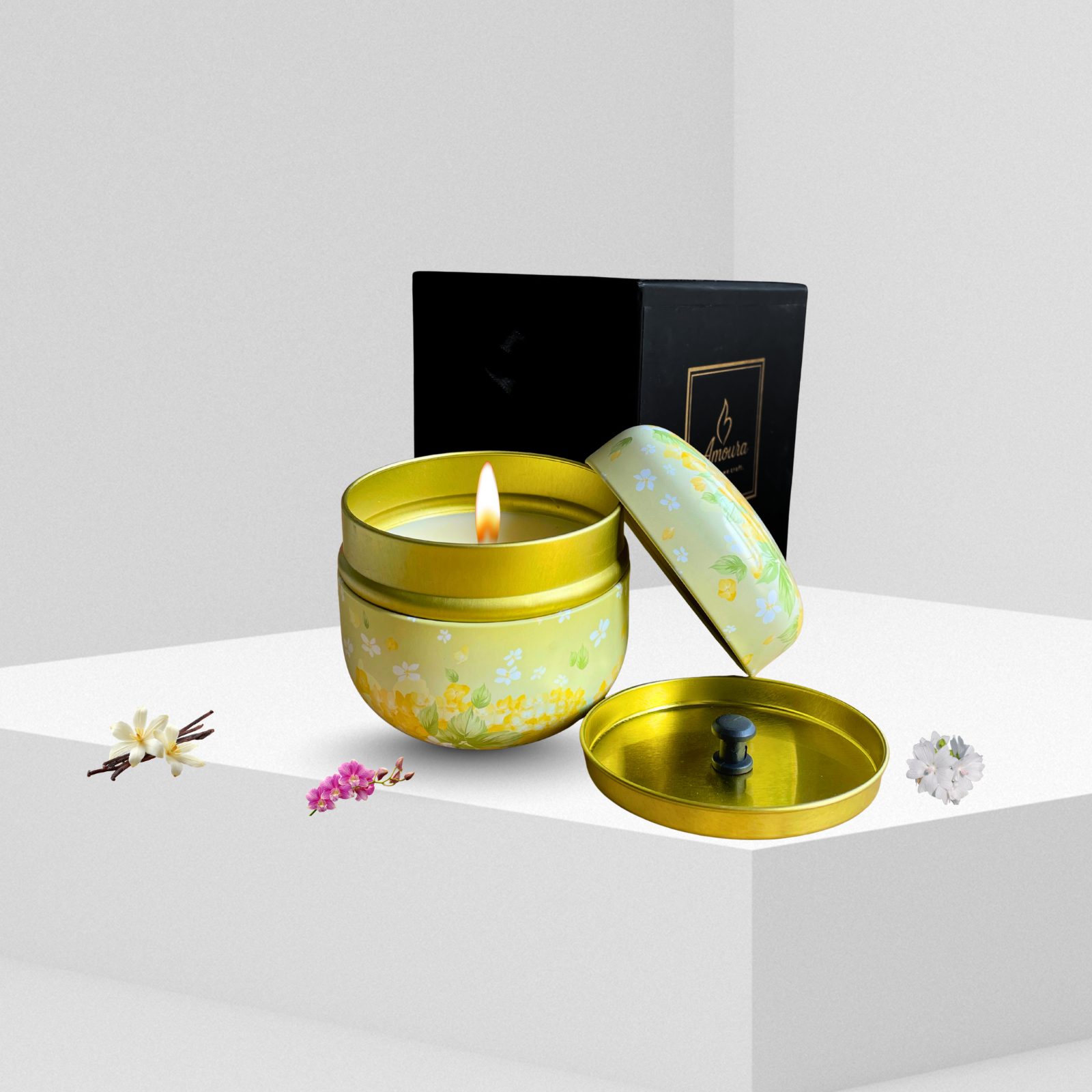 AMOURA ORIGINAL Signature Scent Tin Candle – Soy Wax & Natural Oils - Image 2
