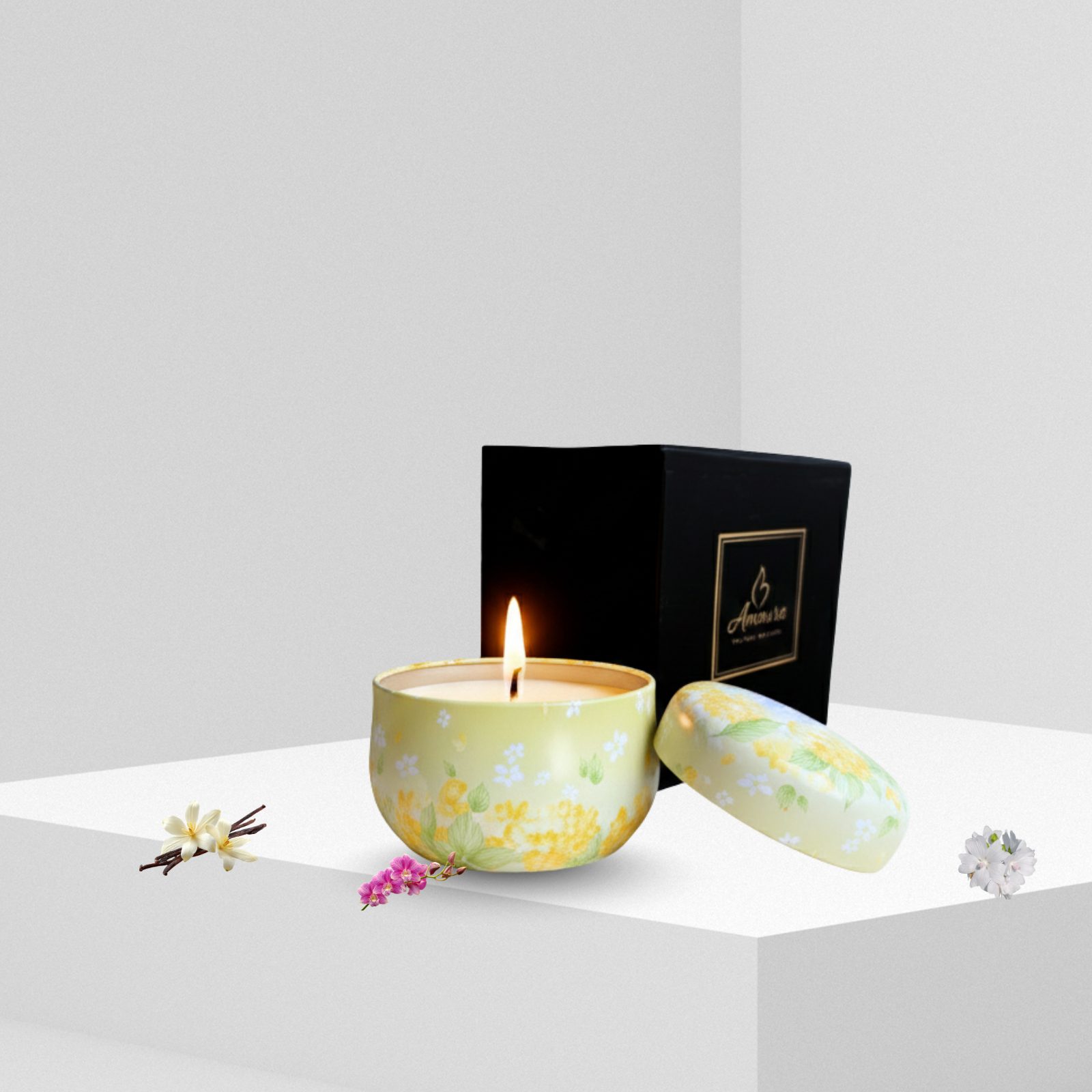 AMOURA ORIGINAL Signature Scent Tin Candle – Soy Wax & Natural Oils - Image 3